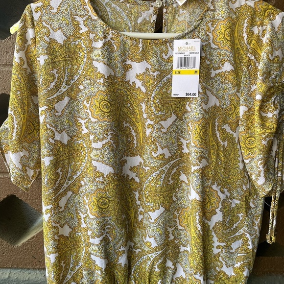 Michael Kors Yellow Gold Ruched Blouse - Picture 2 of 11